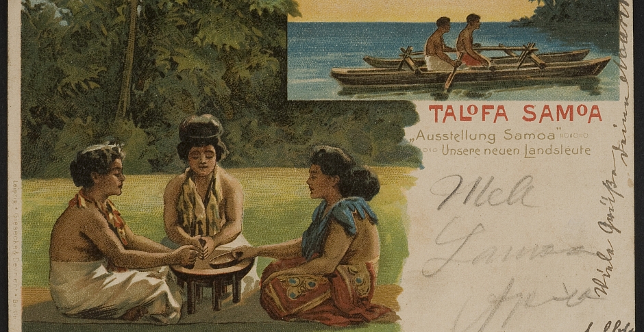 Zur Völkerschau verkaufte kolorierte Postkarte, um 1900. Sammlung Karl Markus Kreis